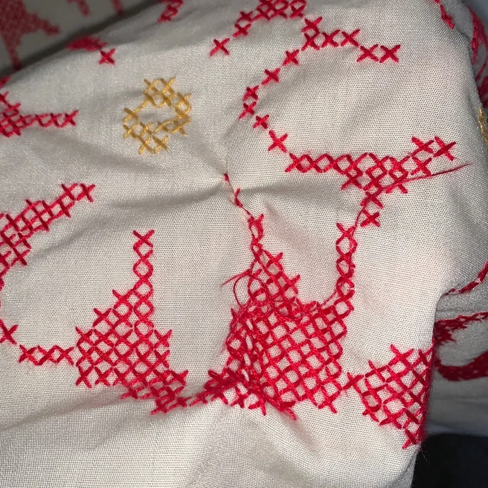 Handmade Sewn Stitched Table Cloth 50 x 67 Pre Owned Few Light Faint Stains